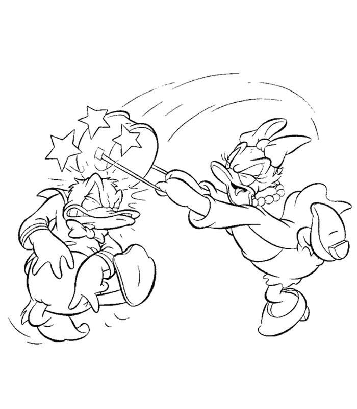 coloriage daisy et donald dispute